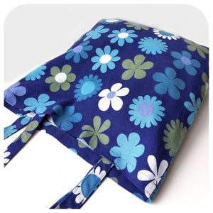 Vintage Fabric Tote Bag made from a 60s blue floral fabric | The Inkabilly Emporium