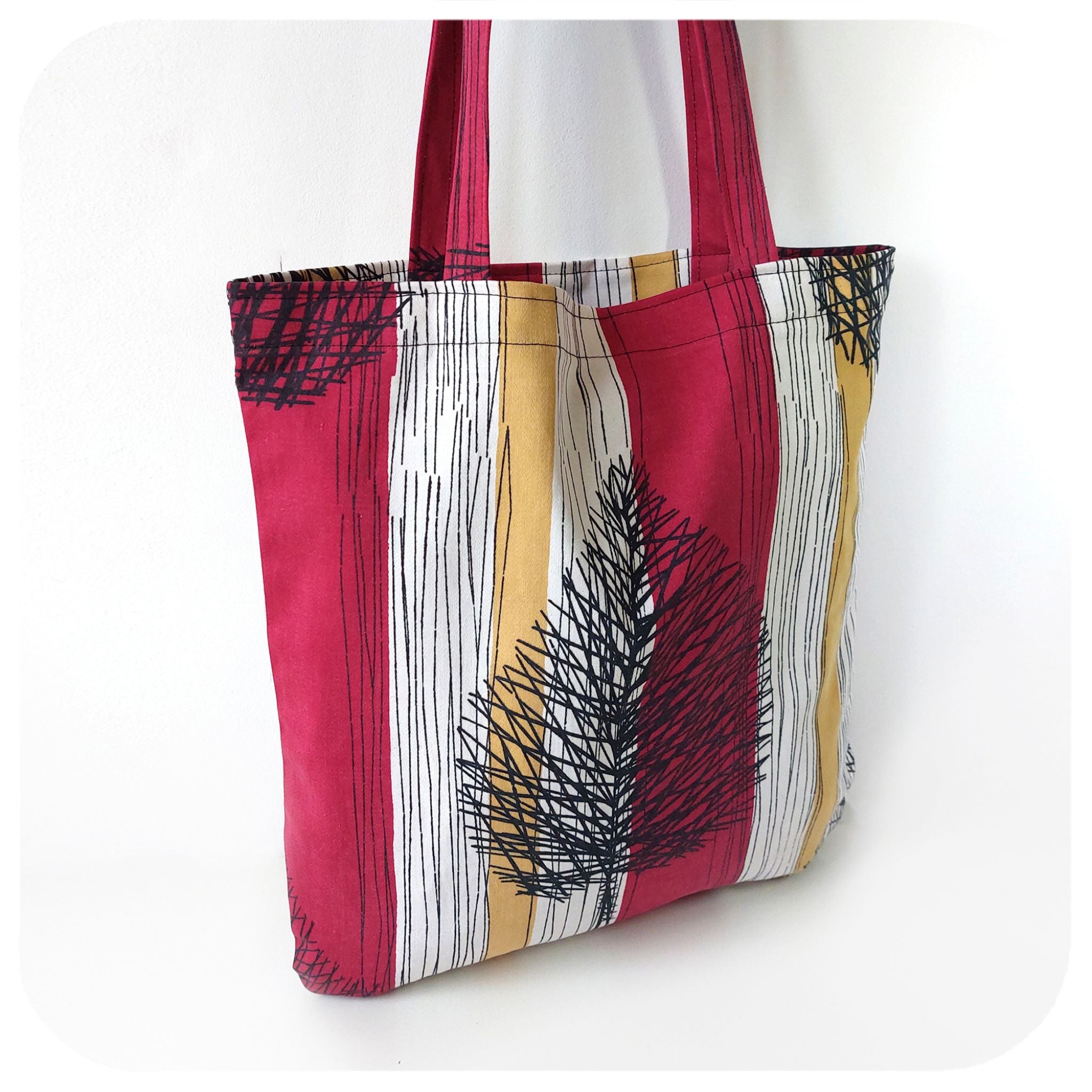 Vintage Fabric Tote Bag featuring the classic mid century leaf motif | The Inkabilly Emporium