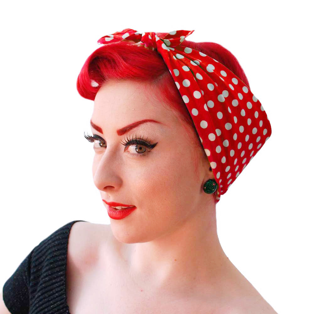 Red Polka Dot Bandana. Rosie the Riveter Bandana | The Inkabilly Emporium